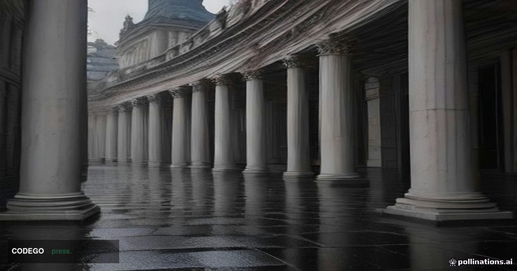 A grand neoclassical stone government building exterior in London — identifiable through its columned Georgian façade, iron r