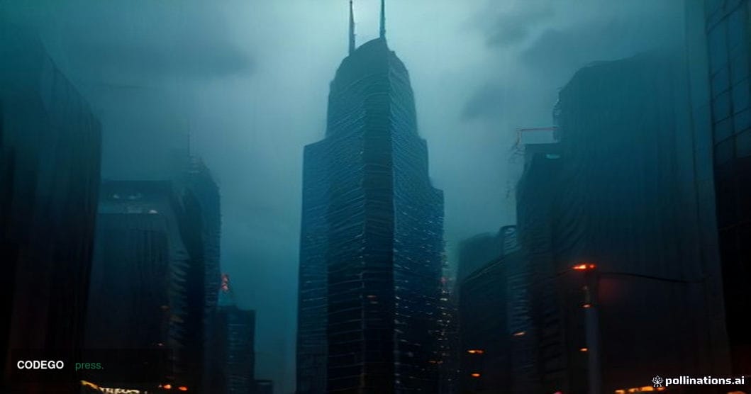 A cinematic editorial photograph of a modern Japanese banking district at dusk, featuring the glass and steel facades of towe