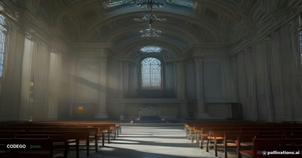 A cinematic editorial photograph set inside a grand European central bank chamber — high vaulted ceilings with arched stone a