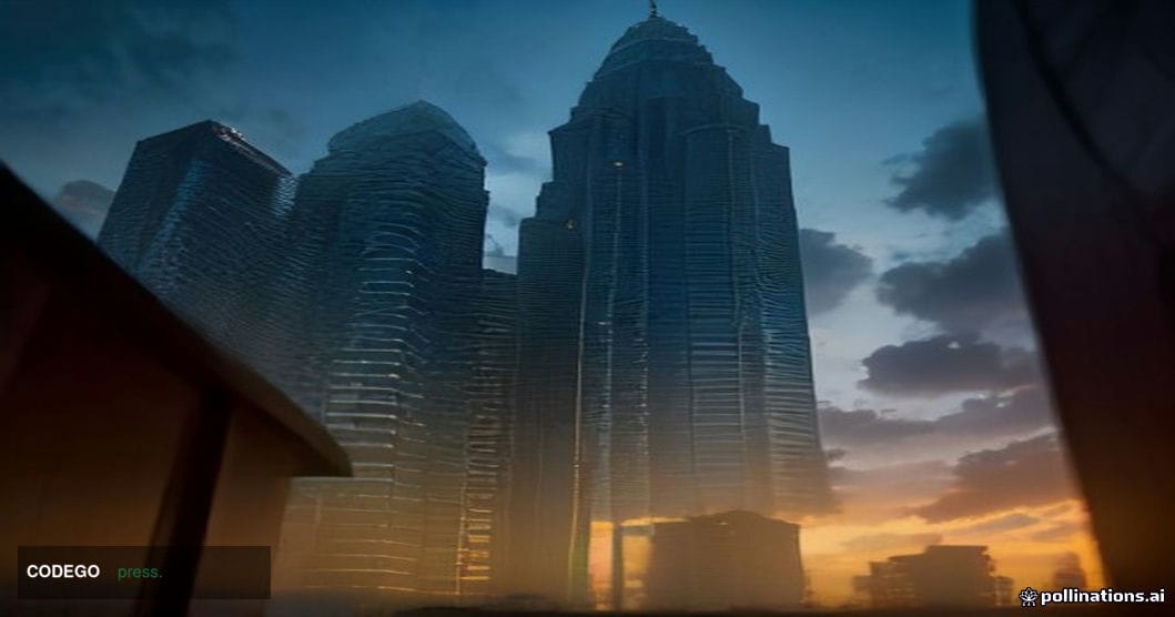 A cinematic editorial photograph set in Kuala Lumpur at golden hour, with the iconic Petronas Twin Towers visible in the soft