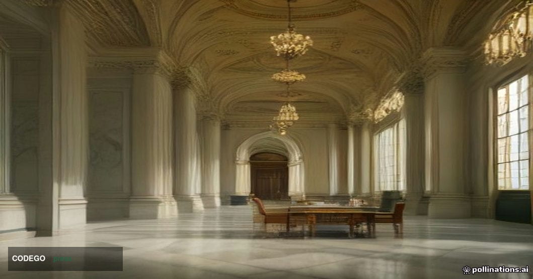 A cinematic editorial photograph set inside a grand neoclassical financial institution interior — tall marble columns, polish