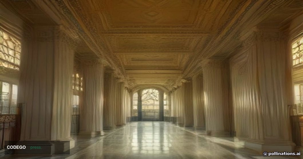 A cinematic editorial photograph of a grand mid-century Southern banking hall interior in Memphis, Tennessee, shot from a low