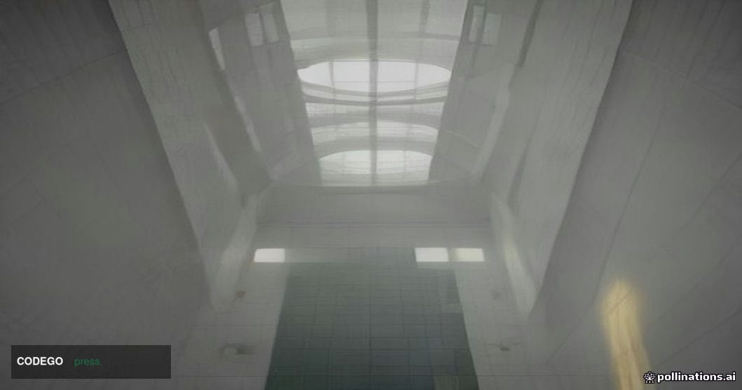 A cinematic editorial photograph set inside a vast, modernist financial institution's atrium — inspired by the neoclassical-m