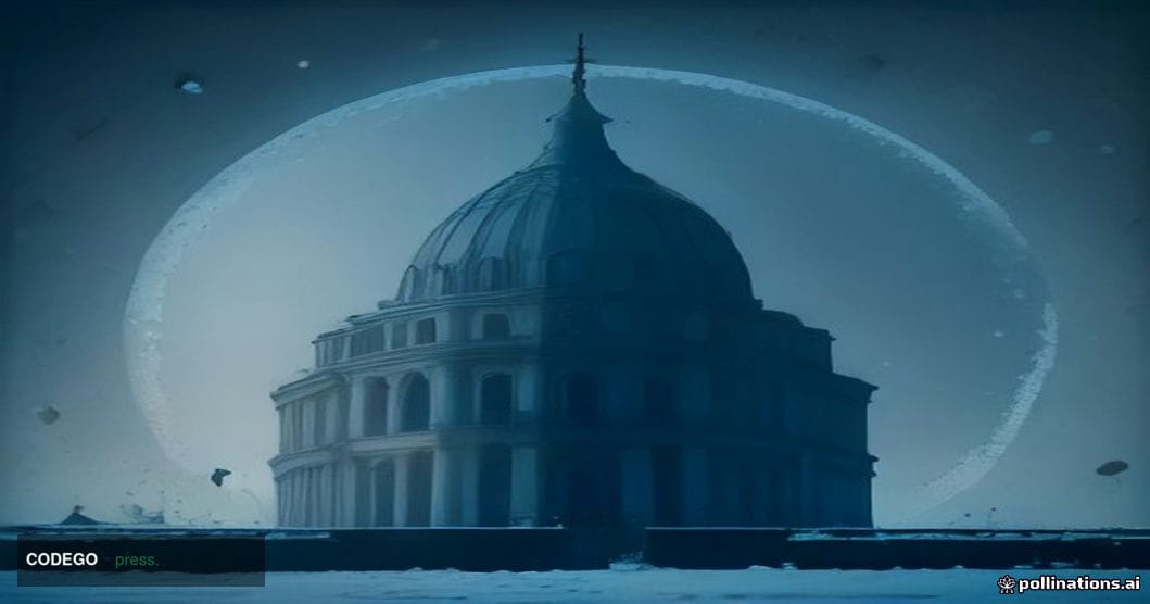 A dramatic cinematic editorial photograph set in Moscow, Russia, with the iconic domed silhouette of the Bank of Russia headq