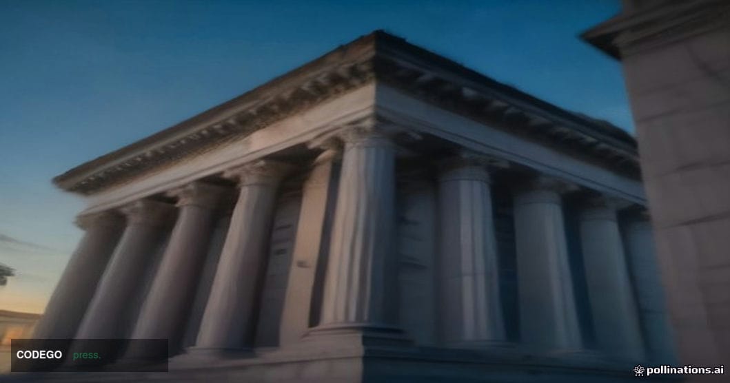 A cinematic editorial photograph set in Stockholm, Sweden, with the recognizable neoclassical stone façade of the Riksbank bu