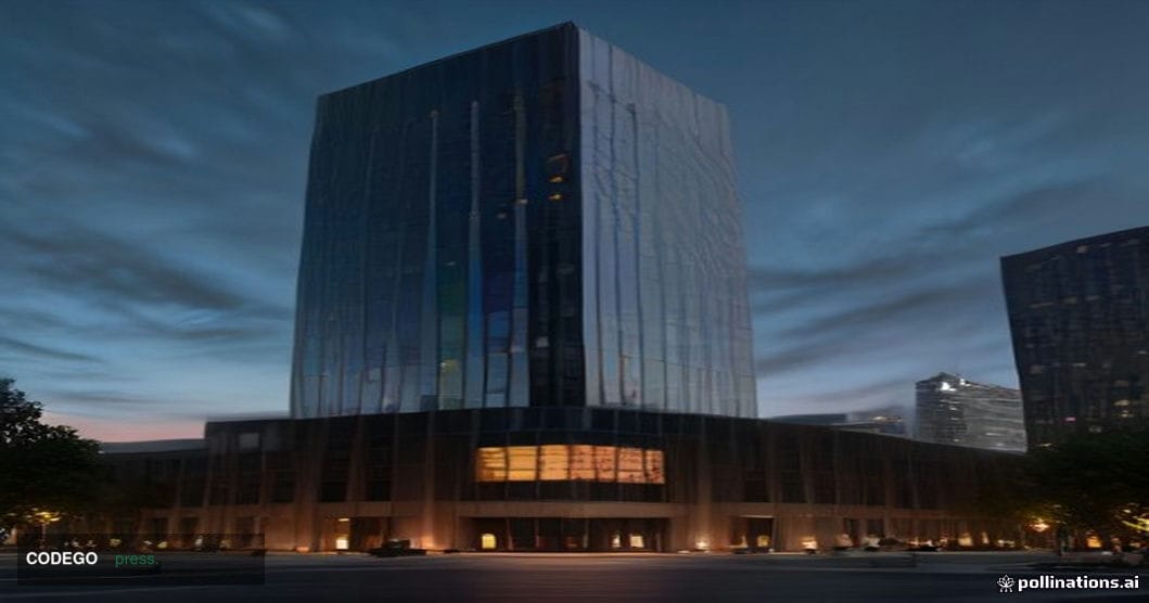 A dramatic wide-angle exterior shot of a large glass-and-steel regional bank headquarters building in Charlotte, North Caroli