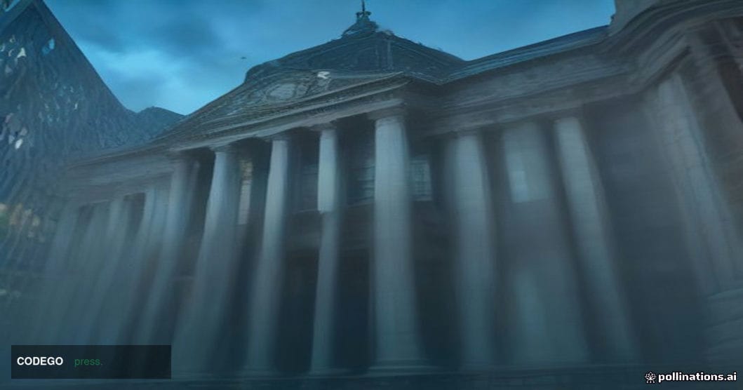 A photorealistic cinematic editorial photograph of the exterior of a grand British financial regulatory building in London's 