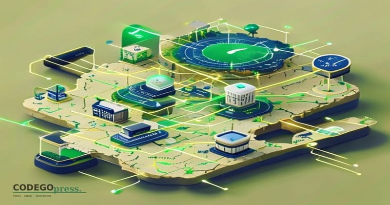 Isometric illustration of interconnected banking nodes across Italian map, instant payment flows as green data streams, digit