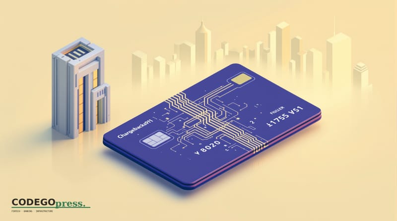 Large embossed payment card with merchant-agent transaction datastream flowing through centre in gold, Chargebacks911 fortres