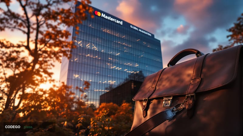 A cinematic editorial photograph of <a href="https://www.mastercard.com" target="_blank" rel="noopener">Mastercard</a>'s glob