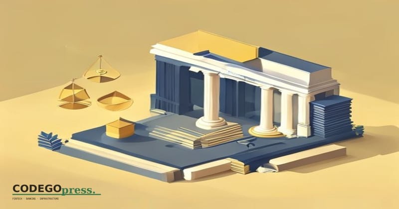 flat 3D isometric vector editorial illustration, banking-green primary (#1A6B43), cream background, gold and navy accents, so