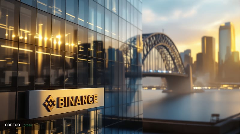 A photorealistic editorial photograph showcasing the intersection of cryptocurrency regulation and Australian financial overs