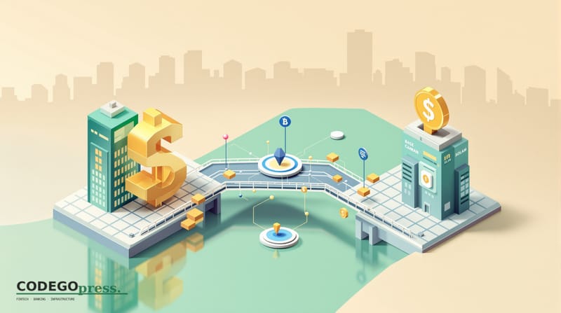flat 3D isometric vector editorial illustration, banking-green primary (#1A6B43), cream background, gold and navy accents, so