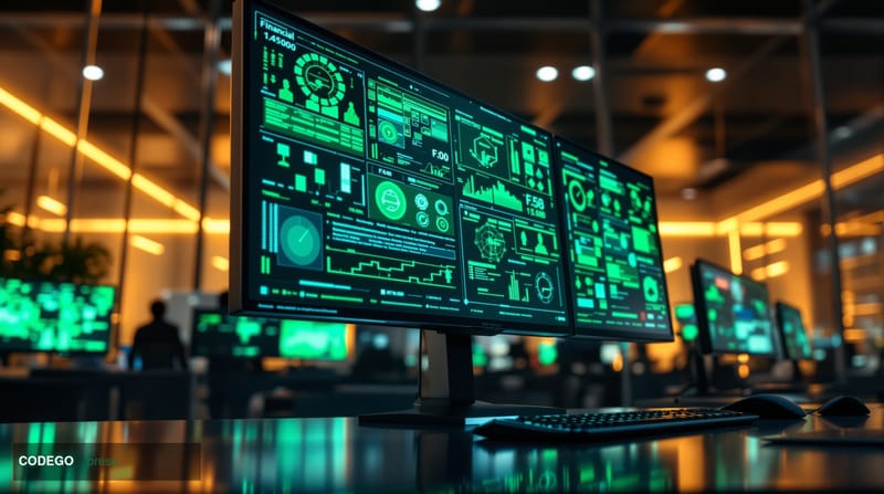 A dramatic photorealistic editorial photograph showcasing cybersecurity in the decentralized finance sector. The scene featur