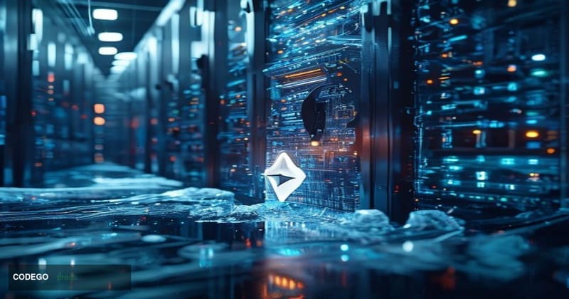 # Image Prompt

A dramatic cinematic photograph showing a frozen digital vault or server farm with crystalline ice formations