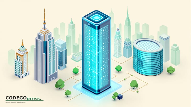 Large glass server tower with soft blue-white data glow in centre, <a href="https://www.citigroup.com" target="_blank" rel="n