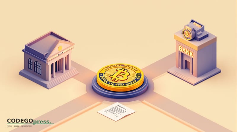 Flat 3D isometric vector editorial illustration in banking-green (#1A6B43) with cream background. Center composition shows a 