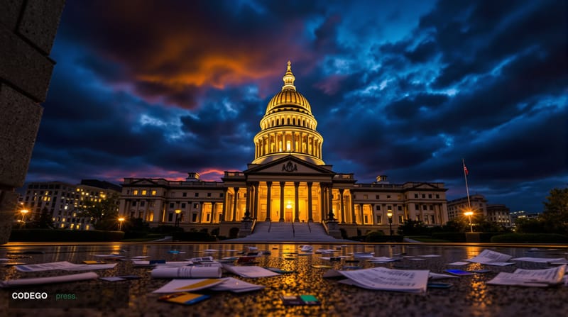 A dramatic wide-angle photograph of the Colorado State Capitol building in Denver, shot from a low angle to emphasize its imp