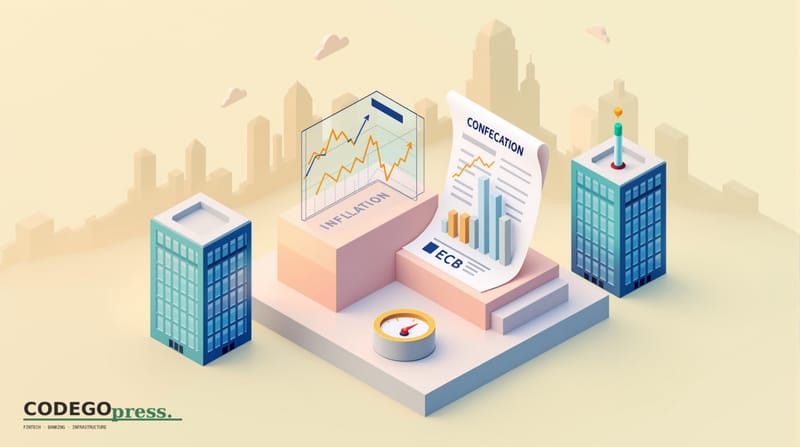 flat 3D isometric vector editorial illustration, banking-green primary (#1A6B43), cream background, gold and navy accents, so