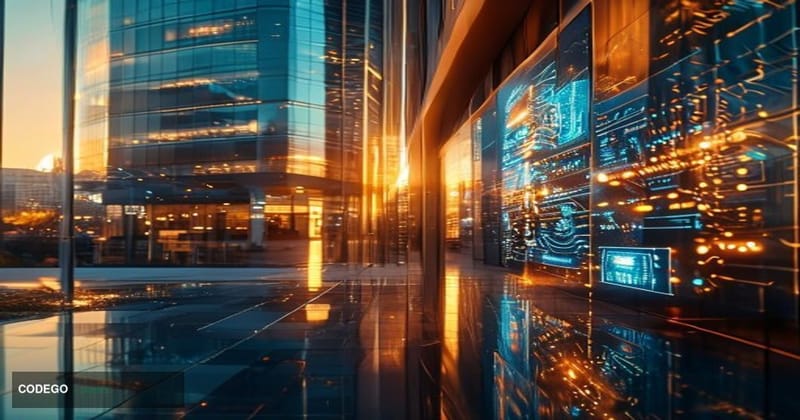 A cinematic editorial photograph showcasing the transformation of traditional finance into digital assets. The scene features