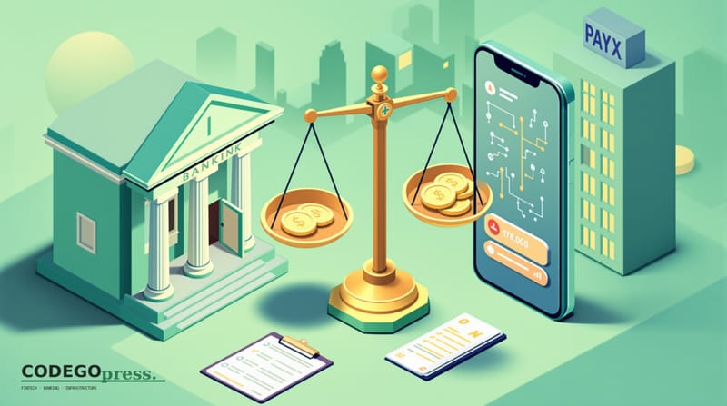 flat 3D isometric vector editorial illustration, banking-green primary (#1A6B43), cream background, gold and navy accents, so