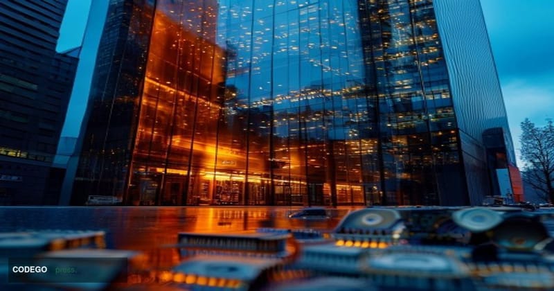 A cinematic editorial photograph of <a href="https://www.goldmansachs.com" target="_blank" rel="noopener">Goldman Sachs</a>' 