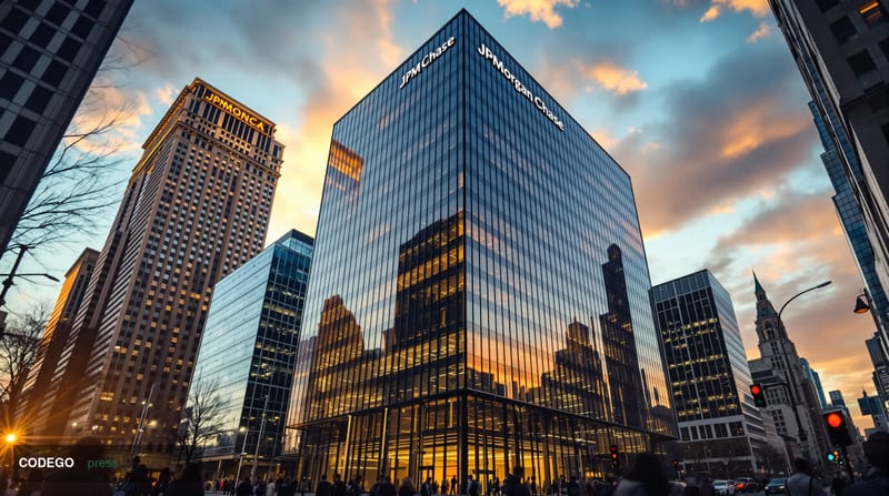 A dramatic editorial photograph of <a href="https://www.jpmorganchase.com" target="_blank" rel="noopener">JPMorgan</a> Chase'