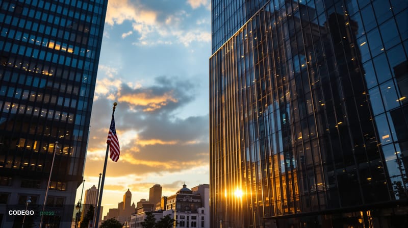 A photorealistic editorial photograph showing the modern glass and steel headquarters building of <a href="https://www.kraken