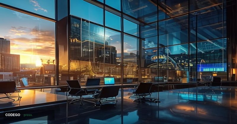 A photorealistic editorial photograph capturing the intersection of cryptocurrency trading and artificial intelligence automa