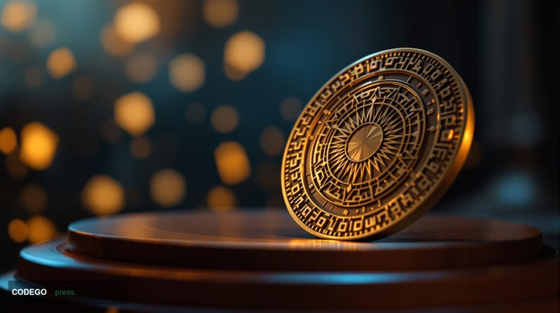 A cinematic editorial photograph capturing the intersection of cryptocurrency leadership and experimental governance. The sce