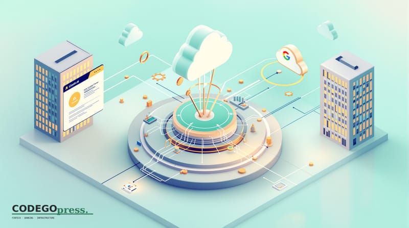 Flat 3D isometric vector editorial illustration showing a banking terminal or control center interface. Central element: a sl