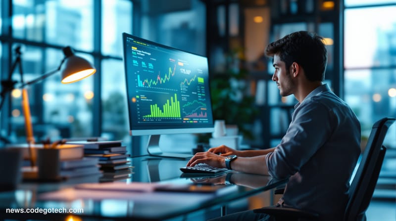 # Image Prompt:

A modern financial technology workspace captured in cinematic 8K quality, showing a sleek mortgage processin