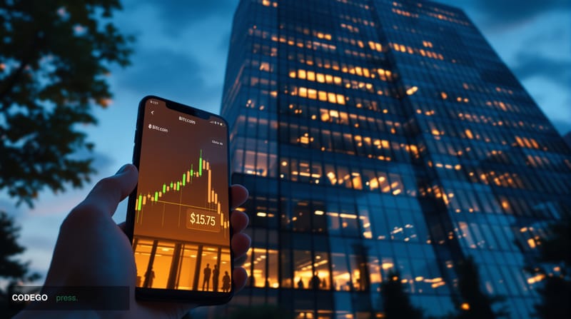 A photorealistic cinematic shot of a modern high-rise corporate headquarters building shot at dusk with warm golden-hour sunl