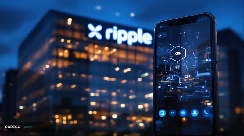 A photorealistic editorial photograph showing <a href="https://ripple.com" target="_blank" rel="noopener">Ripple</a>'s distin