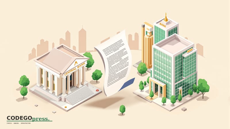 flat 3D isometric vector editorial illustration, banking-green primary (#1A6B43), cream background, gold and navy accents, so