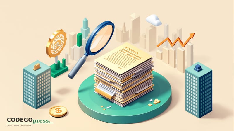 Flat 3D isometric vector editorial illustration in banking-green (#1A6B43) primary with cream background, gold and navy accen
