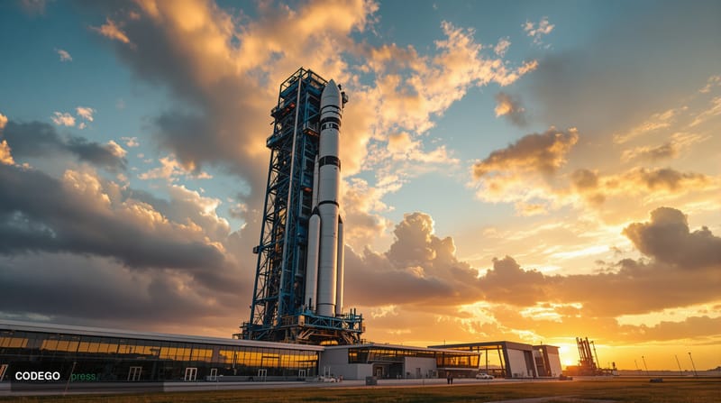 A cinematic wide-angle photograph of SpaceX's Starbase facility in Boca Chica, Texas, with the iconic Starship vehicle promin