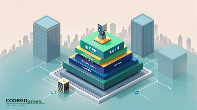 flat 3D isometric vector editorial illustration, banking-green primary (#1A6B43), cream background, gold and navy accents, so
