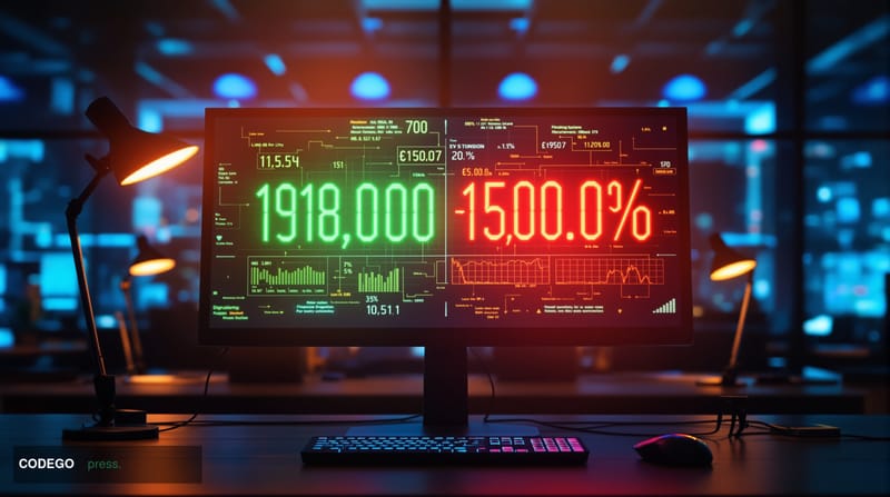 A photorealistic editorial news photograph showing a dramatic split-screen composition of DeFi protocol vulnerability. The fo
