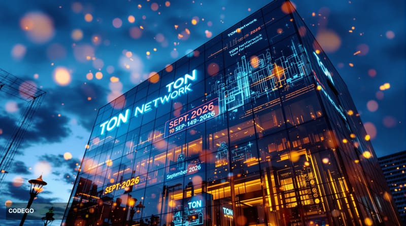 A dramatic editorial photograph capturing the urgency of the Toncoin bridge closure, featuring a modern cryptocurrency exchan
