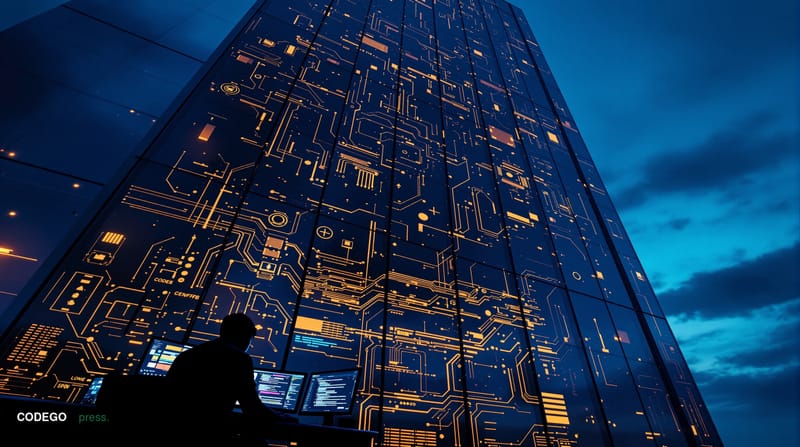 A cinematic editorial photograph capturing the duality of cybersecurity protection in the DeFi space, shot from a dramatic lo