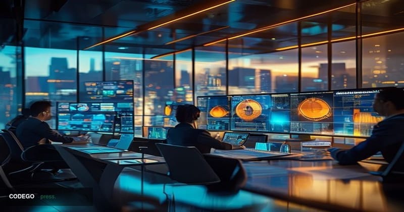 A photorealistic 8K editorial photograph capturing the intersection of traditional asset management and blockchain technology