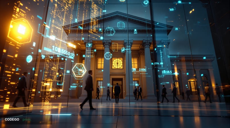 A dramatic photorealistic editorial photograph capturing the intersection of cryptocurrency crime and international law enfor