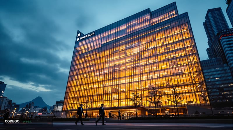 A dramatic wide-angle photograph of the <a href="https://www.boj.or.jp" target="_blank" rel="noopener">Bank of Japan</a> head