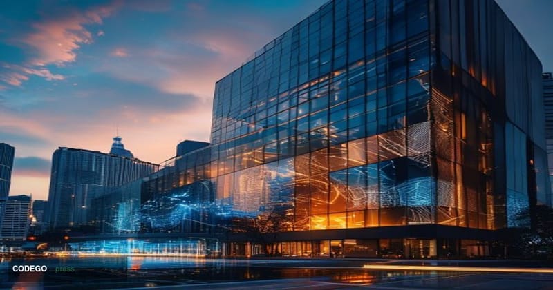 A dramatic cinematic photograph of the <a href="https://binance.com" target="_blank" rel="noopener">Binance</a> corporate hea