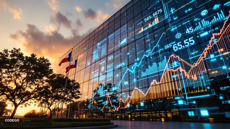 A dramatic photorealistic editorial photograph showing GameStop's corporate headquarters in Grapevine, Texas, captured during