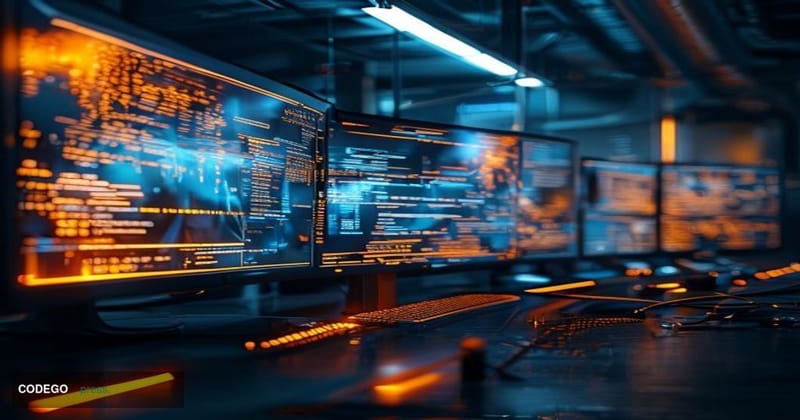 A photorealistic editorial photograph showing a sophisticated cryptocurrency laundering operation visualization, featuring mu