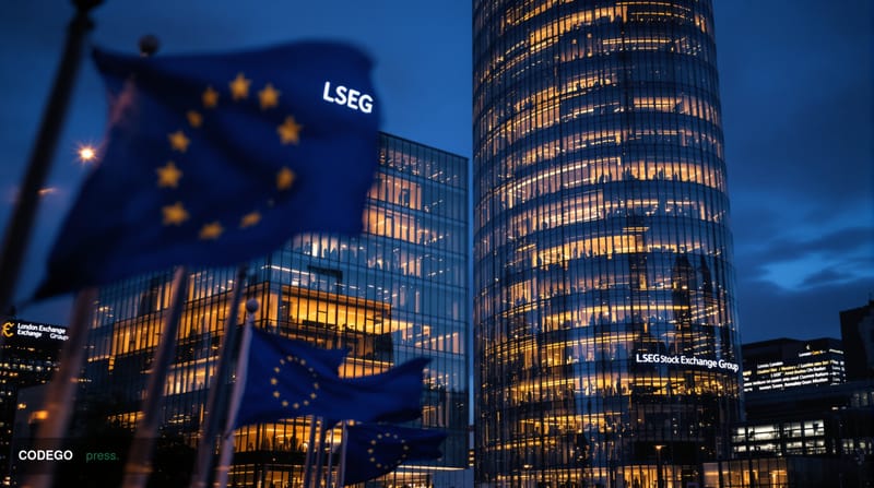 A cinematic editorial photograph of <a href="https://www.lseg.com" target="_blank" rel="noopener">London Stock Exchange Group
