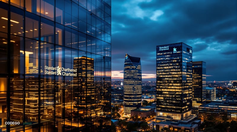 A dramatic editorial photograph of Luxembourg's modern financial district at dusk, featuring the distinctive glass towers and