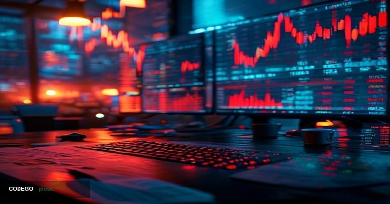 A cinematic editorial photograph capturing the devastating aftermath of a cryptocurrency exploit, featuring a dramatic wide-a